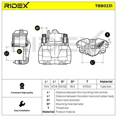 Bremssattel RIDEX 78B0231 78B0231 - foto 7