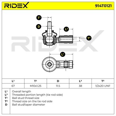 Spurstangenkopf RIDEX 914T0121 914T0121 - foto 6