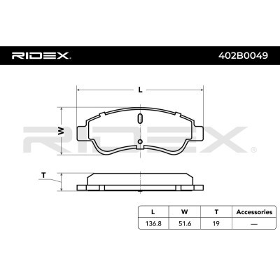 Bremsbeläge Satz RIDEX 402B0049 402B0049 - foto 6