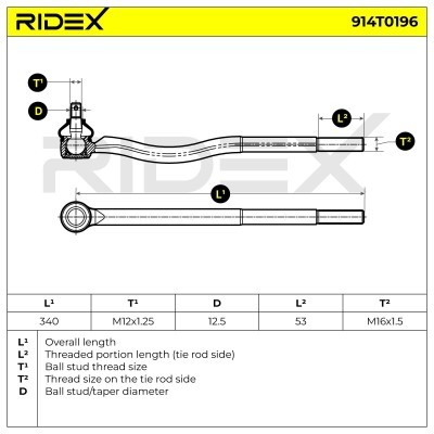 Spurstangenkopf RIDEX 914T0196 914T0196 - foto 6