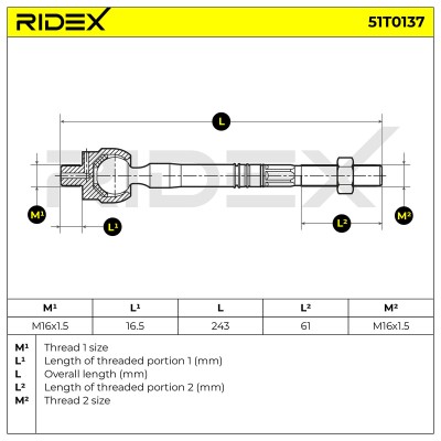 Lenkstange RIDEX 51T0137 51T0137 - foto 6