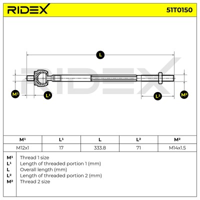 Lenkstange RIDEX 51T0150 51T0150 - foto 5