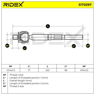 Lenkstange RIDEX 51T0297 51T0297 - foto 6