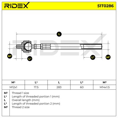 Lenkstange RIDEX 51T0286 51T0286 - foto 5