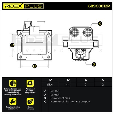 Zündspule RIDEX 689C0012P 689C0012P - foto 3