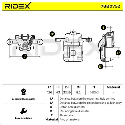Bremssattel RIDEX 78B0752 78B0752 - foto 6