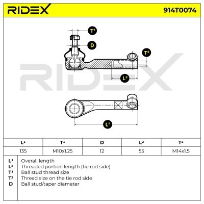 Spurstangenkopf RIDEX 914T0074 914T0074 - foto 6