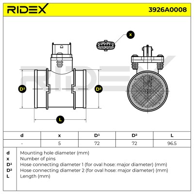 Luftmassenmesser RIDEX 3926A0008 3926A0008 - foto 7