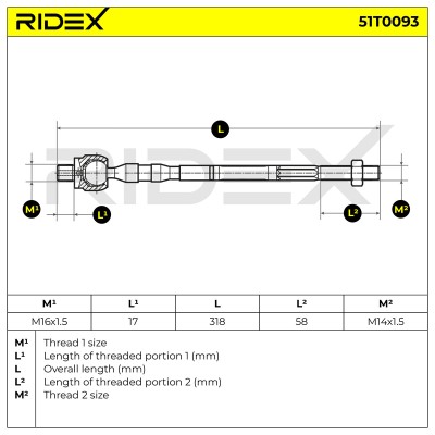 Lenkstange RIDEX 51T0093 51T0093 - foto 6