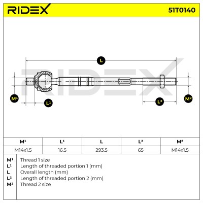 Lenkstange RIDEX 51T0140 51T0140 - foto 6