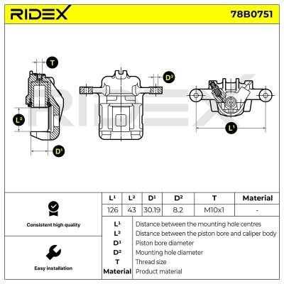 Bremssattel RIDEX 78B0751 78B0751 - foto 6