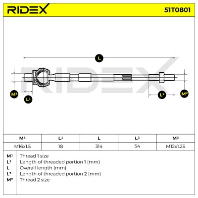 Lenkstange RIDEX 51T0801 51T0801 - foto 5