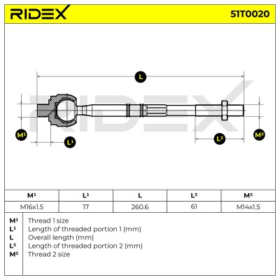 Lenkstange RIDEX 51T0020 51T0020 - foto 6