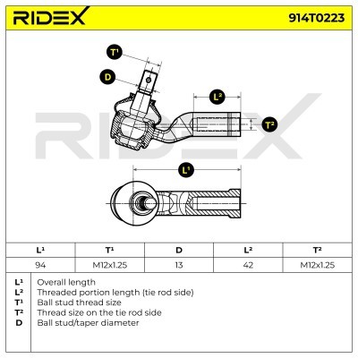 Spurstangenkopf RIDEX 914T0223 914T0223 - foto 5
