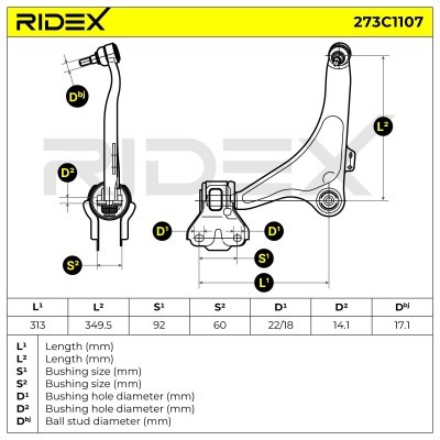 Querlenker RIDEX 273C1107 273C1107 - foto 9