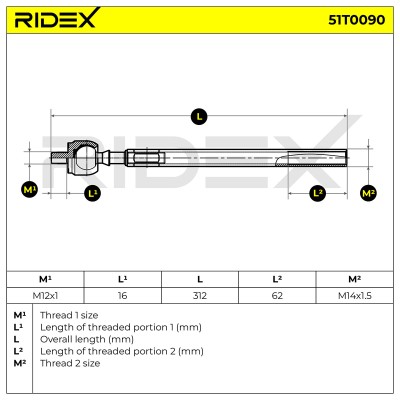 Lenkstange RIDEX 51T0090 51T0090 - foto 6
