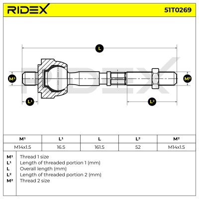 Lenkstange RIDEX 51T0269 51T0269 - foto 5