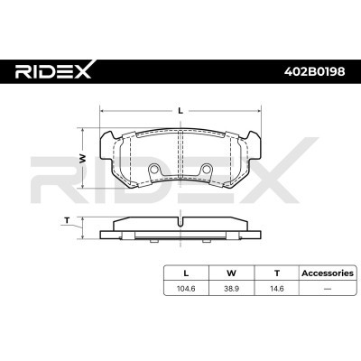 Bremsbeläge Satz RIDEX 402B0198 402B0198 - foto 6
