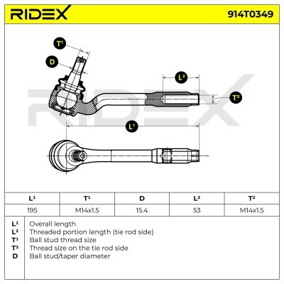 Spurstangenkopf RIDEX 914T0349 914T0349 - foto 4