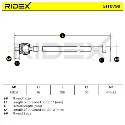 Lenkstange RIDEX 51T0799 51T0799 - foto 5