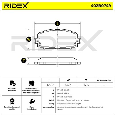 Bremsbeläge Satz RIDEX 402B0749 402B0749 - foto 4