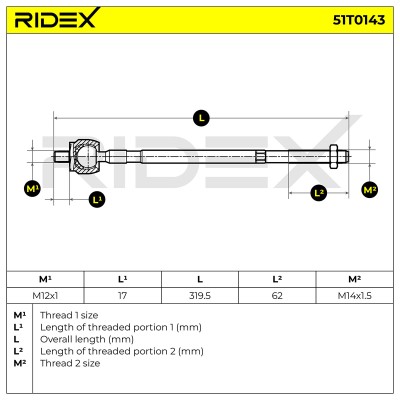 Lenkstange RIDEX 51T0143 51T0143 - foto 6