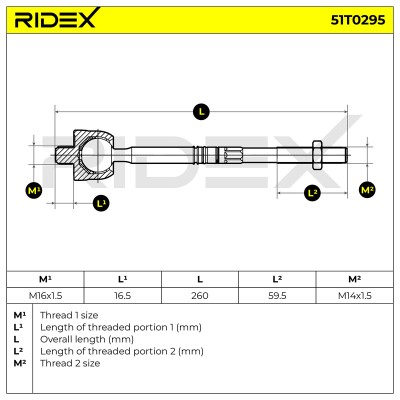 Lenkstange RIDEX 51T0295 51T0295 - foto 6