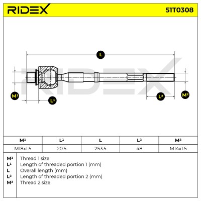 Lenkstange RIDEX 51T0308 51T0308 - foto 5