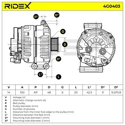 Generator RIDEX 4G0403 4G0403 - foto 5