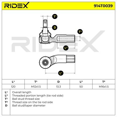 Spurstangenkopf RIDEX 914T0039 914T0039 - foto 6