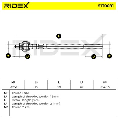 Lenkstange RIDEX 51T0091 51T0091 - foto 6