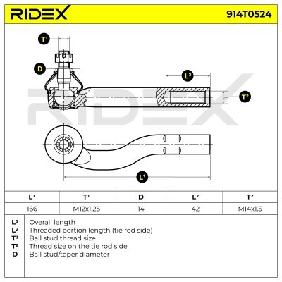 Spurstangenkopf RIDEX 914T0524 914T0524 - foto 6