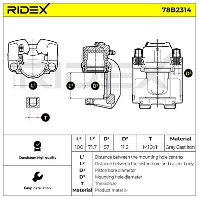 Bremssattel RIDEX 78B2314 78B2314 - foto 6