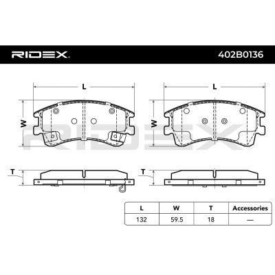 Bremsbeläge Satz RIDEX 402B0136 402B0136 - foto 2