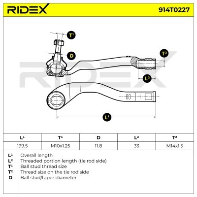 Spurstangenkopf RIDEX 914T0227 914T0227 - foto 5