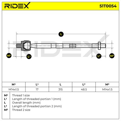 Lenkstange RIDEX 51T0054 51T0054 - foto 6