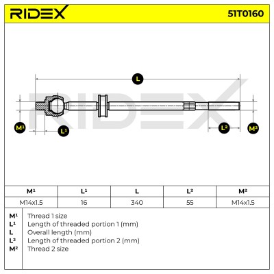 Lenkstange RIDEX 51T0160 51T0160 - foto 7