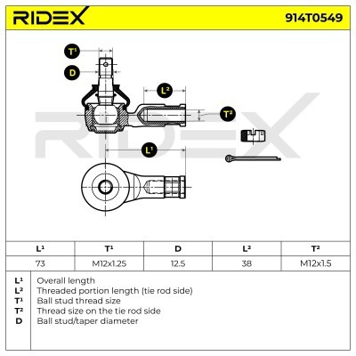 Spurstangenkopf RIDEX 914T0549 914T0549 - foto 5