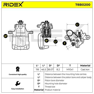 Bremssattel RIDEX 78B0200 78B0200 - foto 5