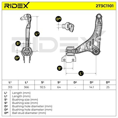 Querlenker RIDEX 273C1101 273C1101 - foto 6