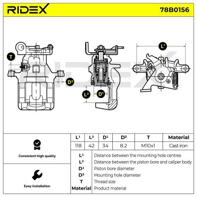 Bremssattel RIDEX 78B0156 78B0156 - foto 4