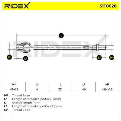 Lenkstange RIDEX 51T0028 51T0028 - foto 7