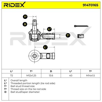 Spurstangenkopf RIDEX 914T0165 914T0165 - foto 6