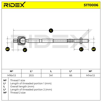 Lenkstange RIDEX 51T0006 51T0006 - foto 9