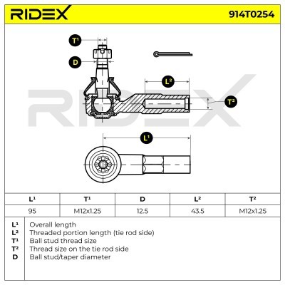 Spurstangenkopf RIDEX 914T0254 914T0254 - foto 6
