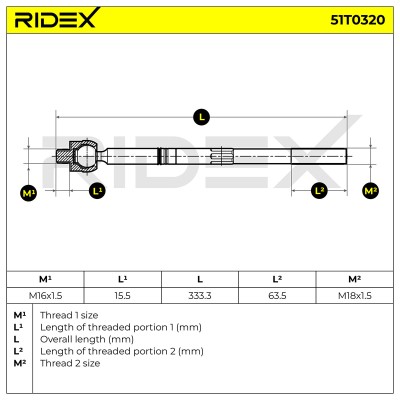 Lenkstange RIDEX 51T0320 51T0320 - foto 5