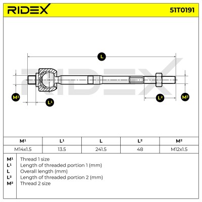 Lenkstange RIDEX 51T0191 51T0191 - foto 5