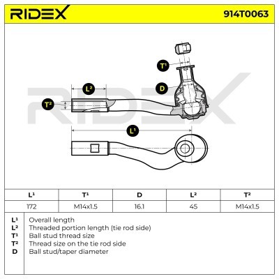 Spurstangenkopf RIDEX 914T0063 914T0063 - foto 6