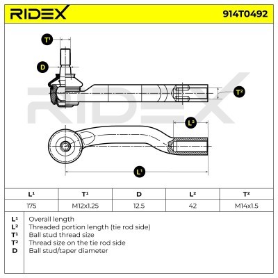 Spurstangenkopf RIDEX 914T0492 914T0492 - foto 6