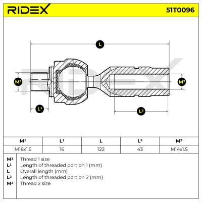 Lenkstange RIDEX 51T0096 51T0096 - foto 6